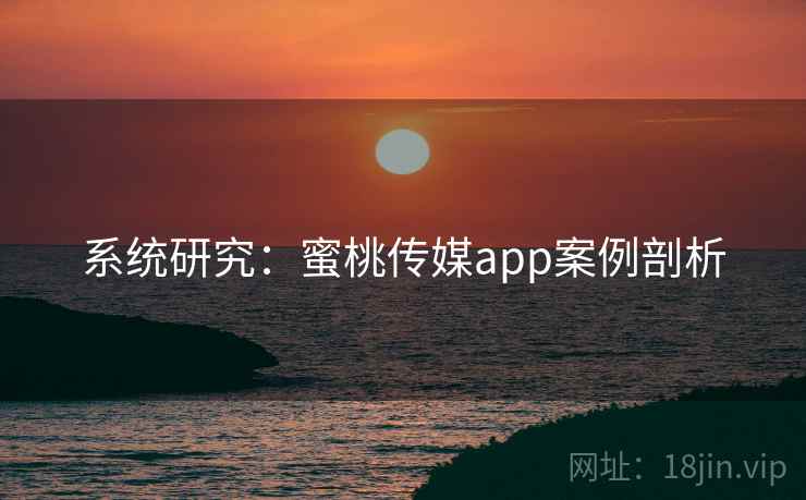 系统研究：蜜桃传媒app案例剖析